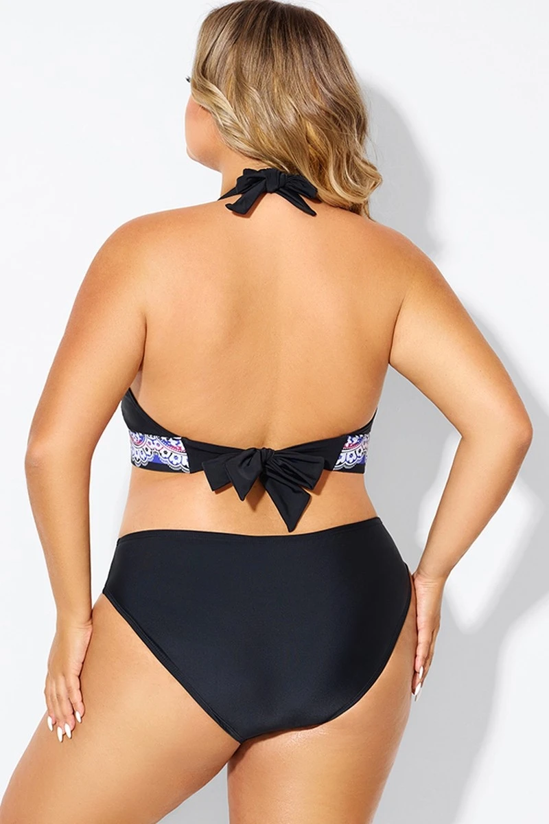 Printed Self-tie Halter Straps Bikini Top - Image 2
