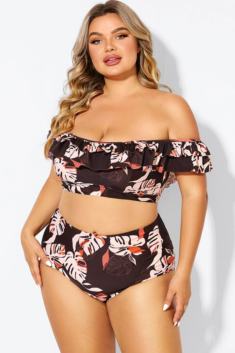 Flower Print Ruffle Women Bikini Top - Image 3