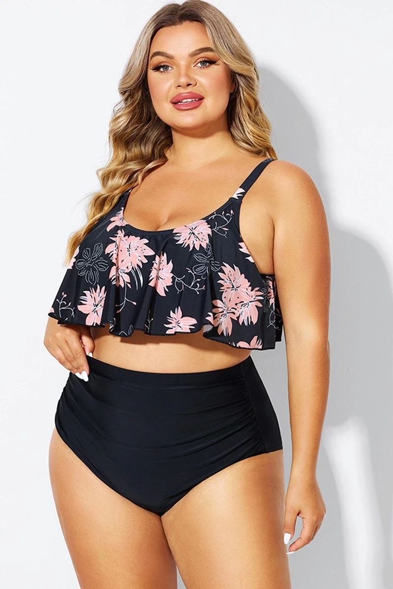 Floral Print Sexy Scoop Neck Bikini Top