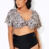 Cheetah Print V-neckline Crop Lady Bikini Top