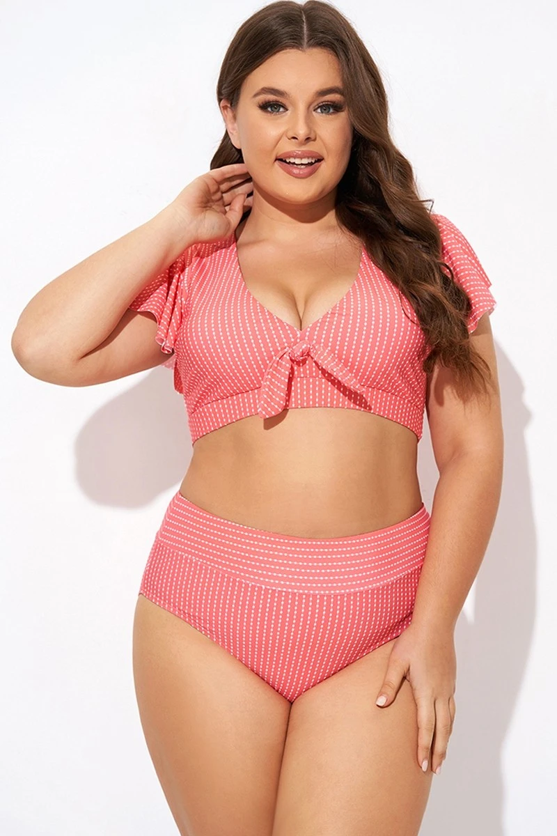 Starfish Coral Dots Flutter Sleeve Swim Bikini Top