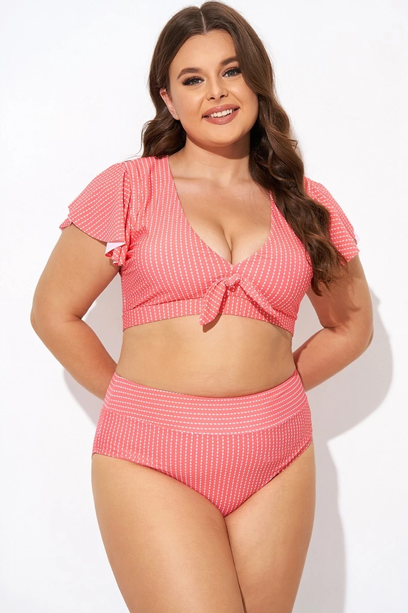 Starfish Coral Dots Flutter Sleeve Swim Bikini Top - Image 4