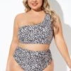 Leopard Print One Shoulder Women Bikini Top