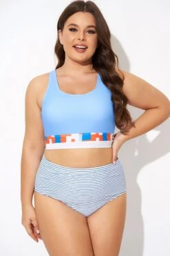 Multi-color Round Neck Racerback Bikini Top
