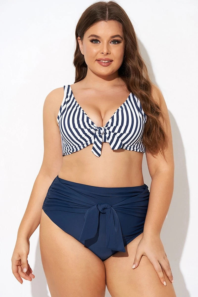 Striped Tie Front Underwire Bikini Top - Image 5