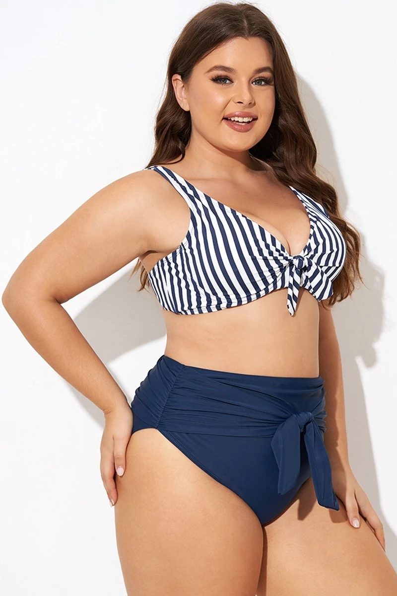 Striped Tie Front Underwire Bikini Top - Image 6