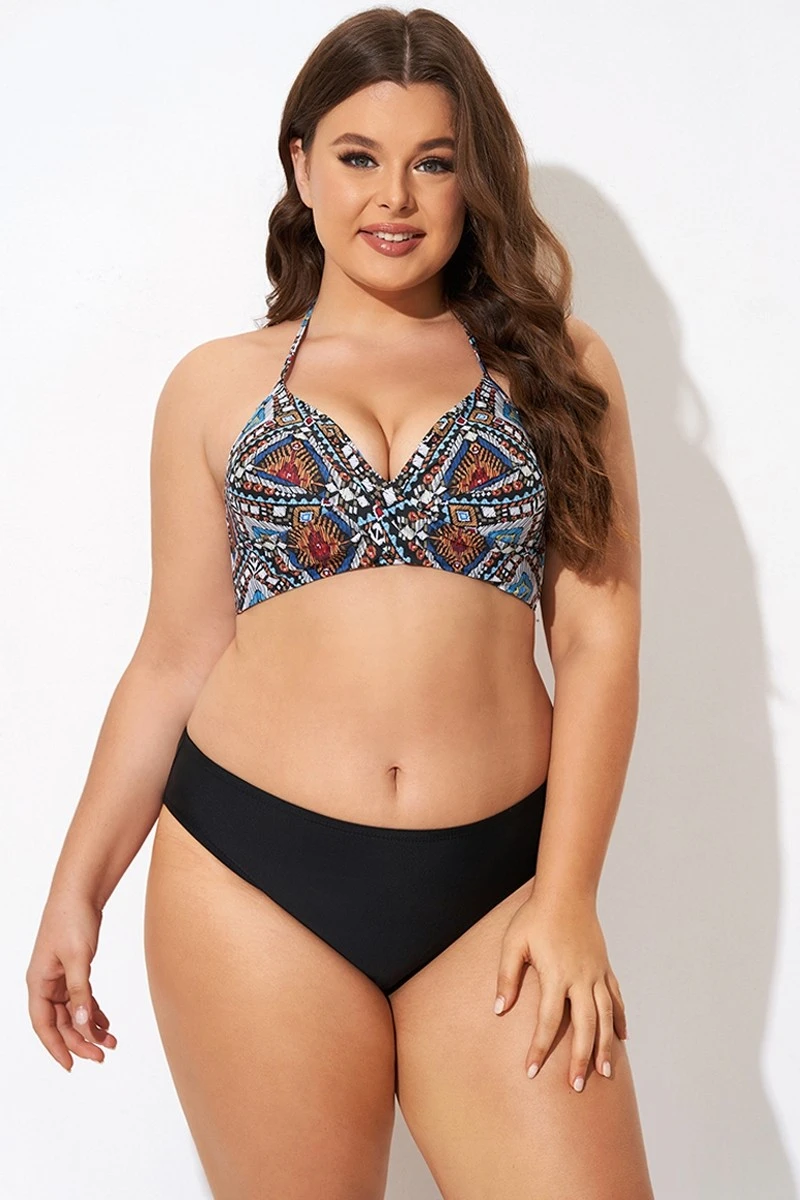Tribal Pattern Twist Halter Sexy Bikini Top - Image 6
