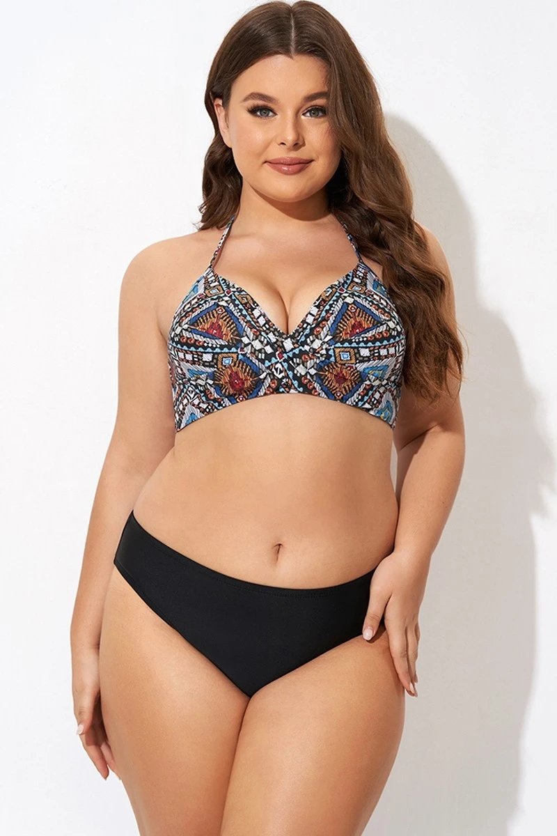 Tribal Pattern Twist Halter Sexy Bikini Top - Image 5