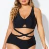 Black Plus Size With Adjustable Straps Sexy Bikini Top
