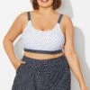 Plus Size Polka Dots Square Neck Bikini Top