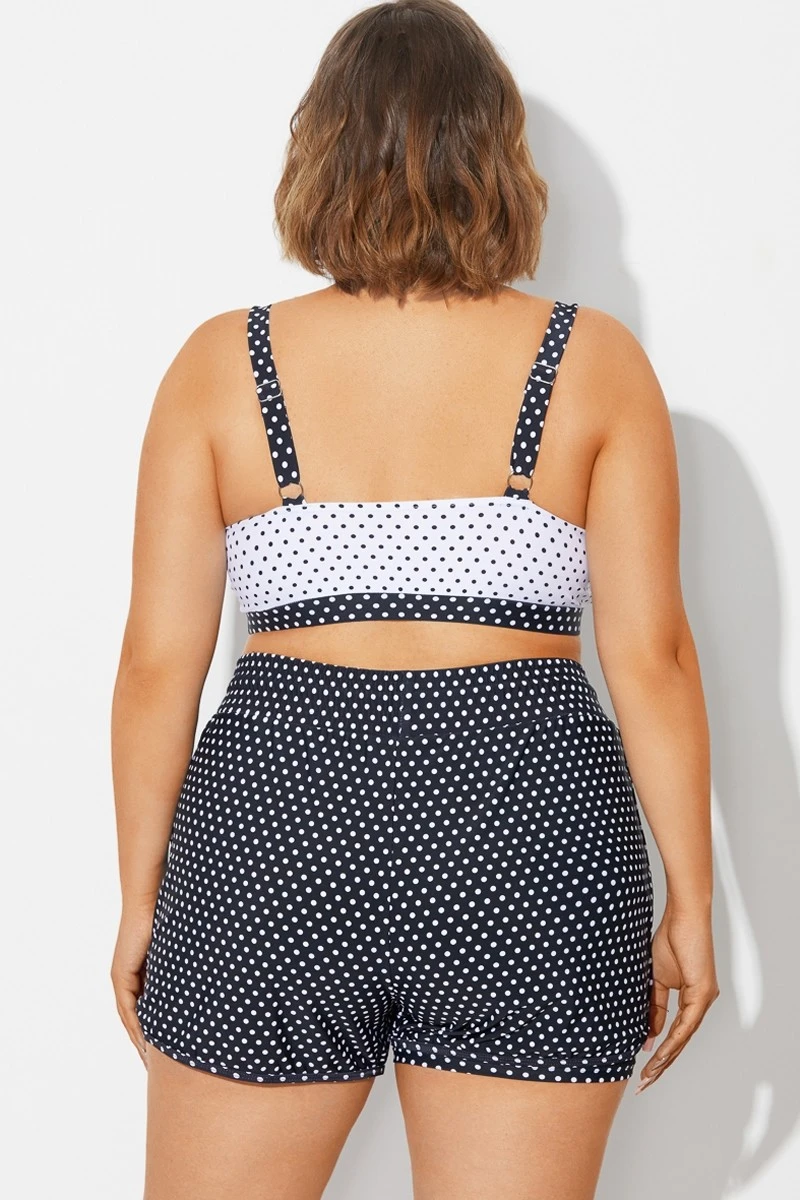 Plus Size Polka Dots Square Neck Bikini Top - Image 2