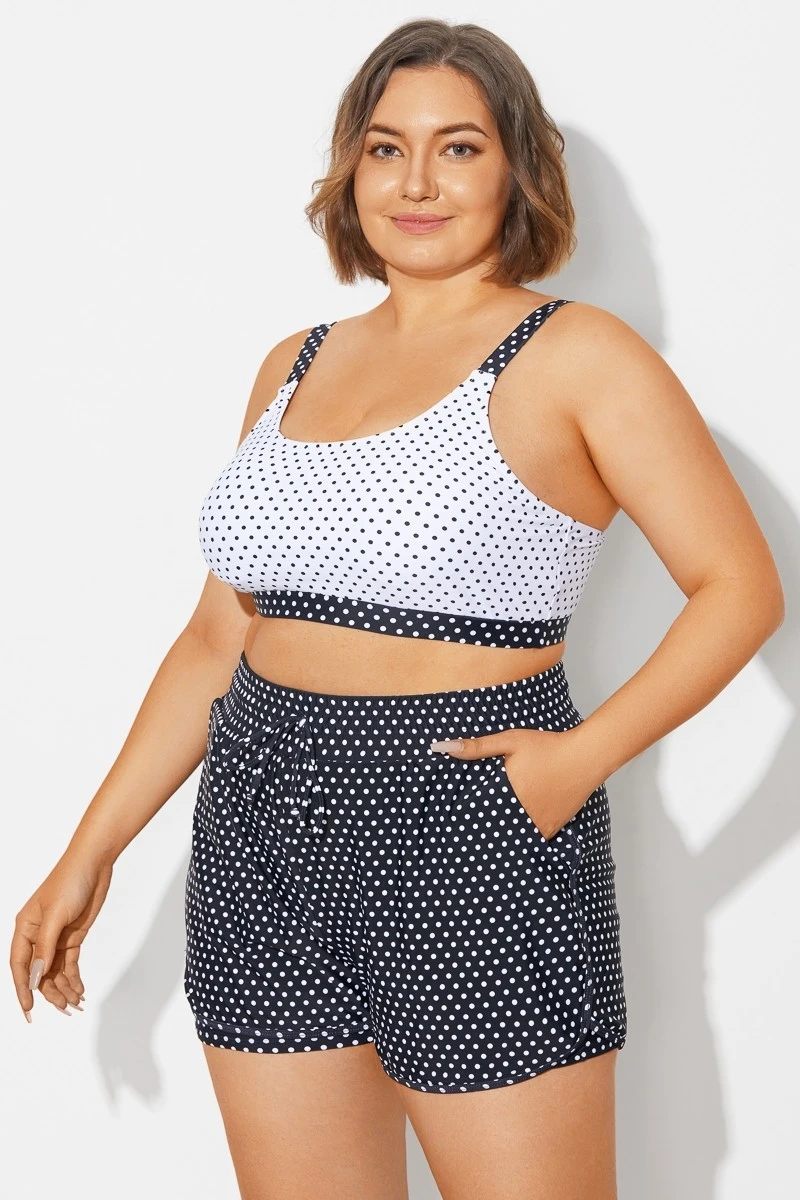 Plus Size Polka Dots Square Neck Bikini Top - Image 3