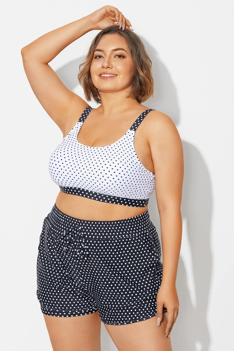 Plus Size Polka Dots Square Neck Bikini Top - Image 4