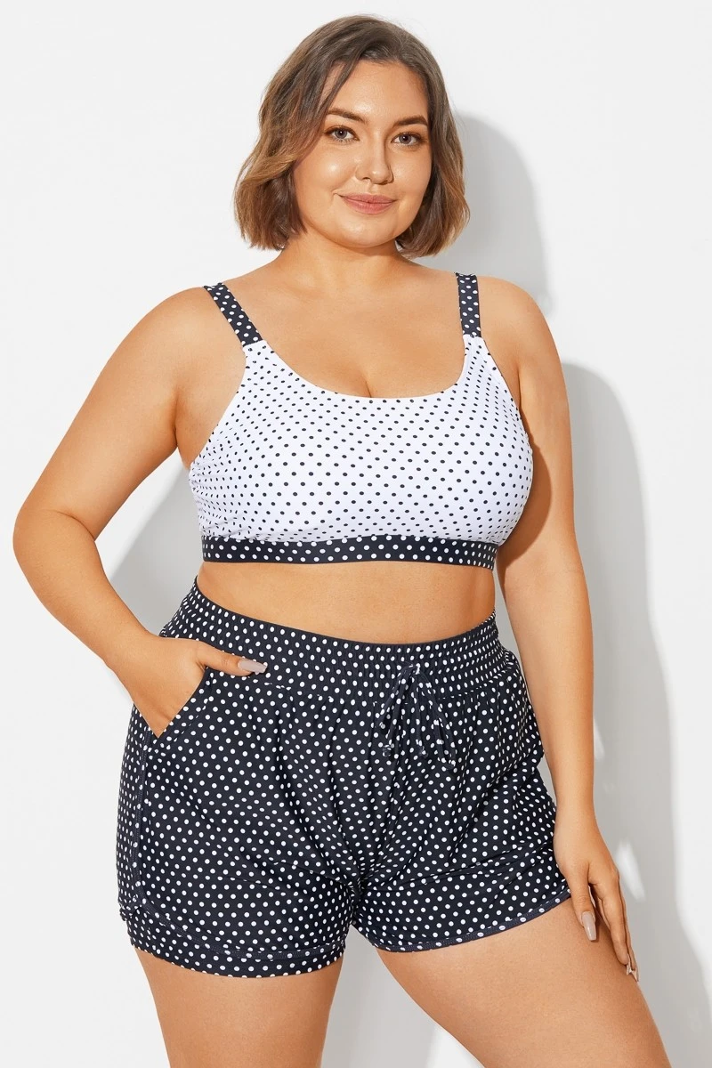 Plus Size Polka Dots Square Neck Bikini Top - Image 5