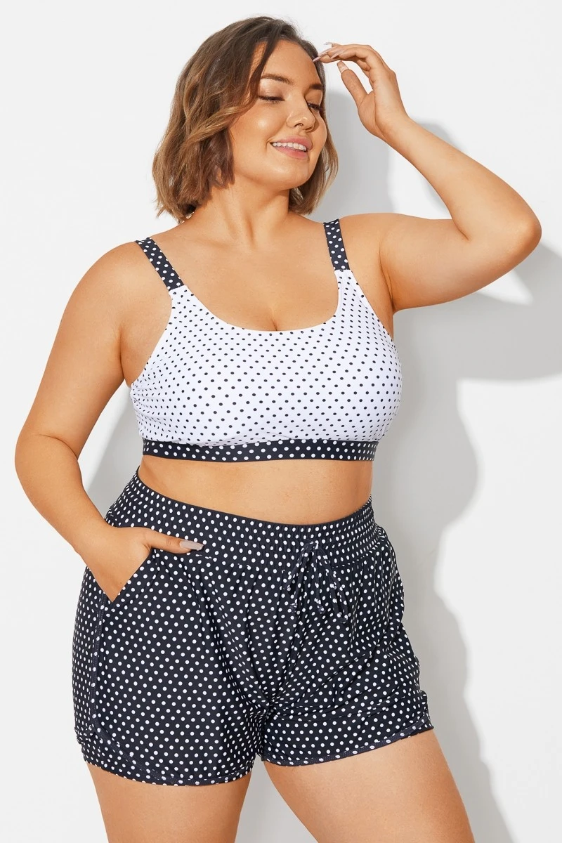 Plus Size Polka Dots Square Neck Bikini Top - Image 6