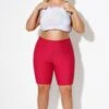 Wine Red Women Long Bike Short Swim Bottom