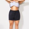 Black Relaxed Fit Swim Short For Lady