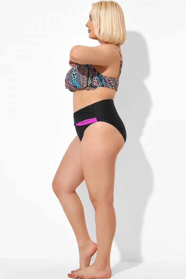 Black Pink Wrap Women High Waist Bikini Bottom - Image 4