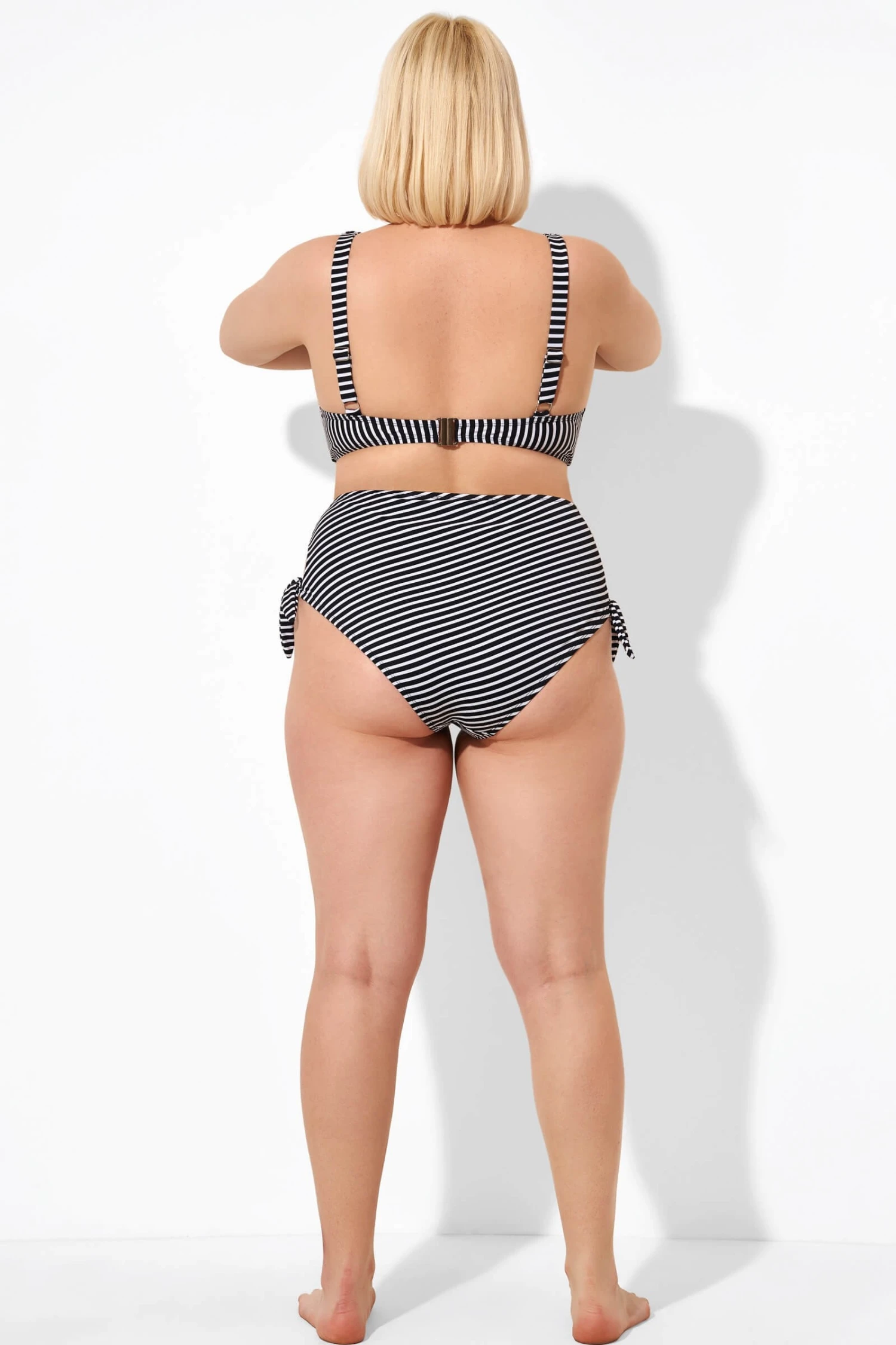 Black Stripe Side Knot High Waist Brief For Lady - Image 3