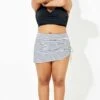 Stripe Drawstring Side High Waisted Swim Skirt