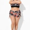 Drawstring Side Flower Printed Swim Shorts