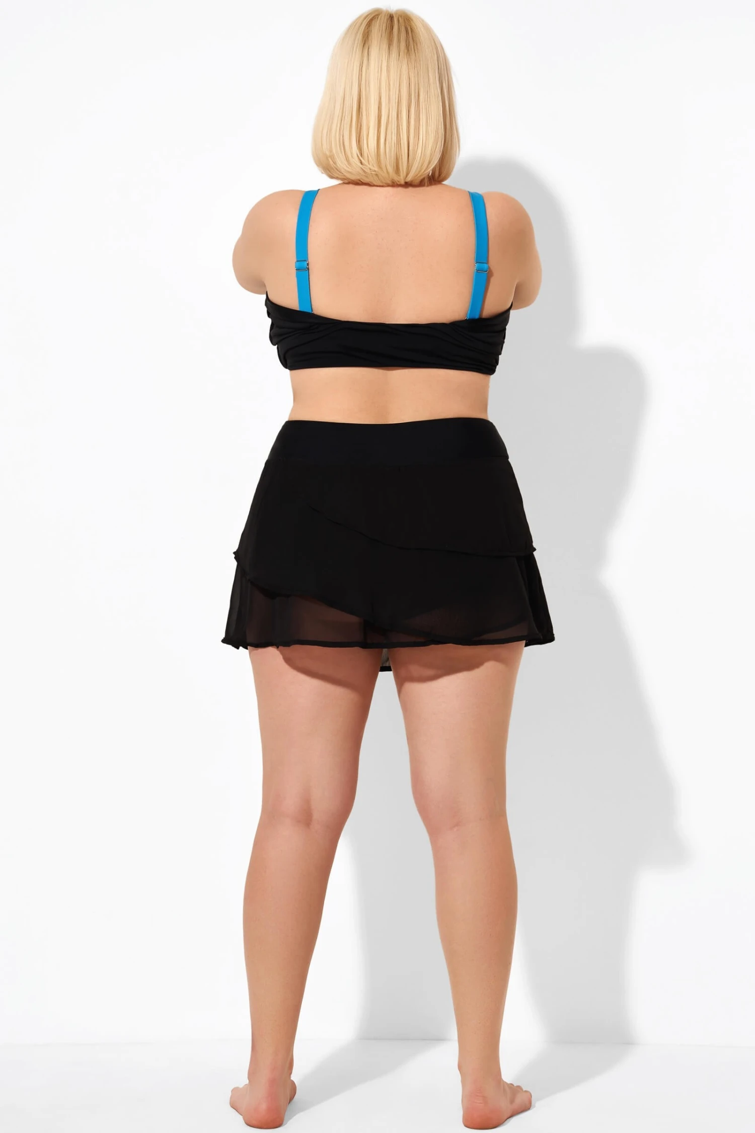 Black High Waisted Layered Black Swim Skirt - Image 3