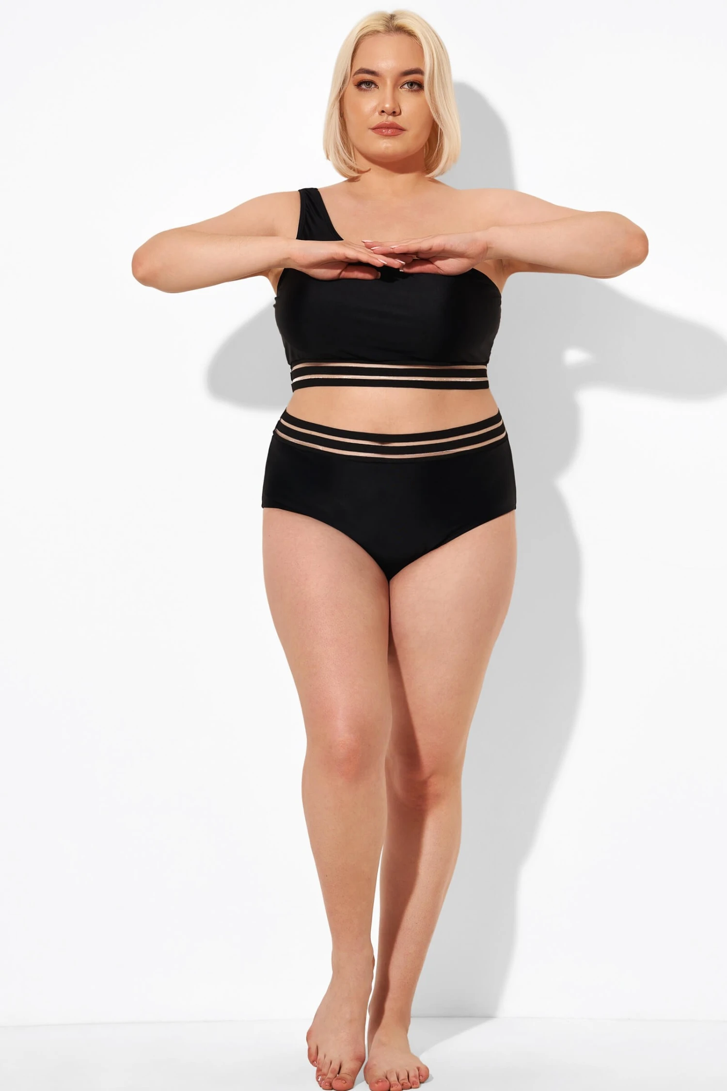 Black Mesh High Waist Bikini Bottom