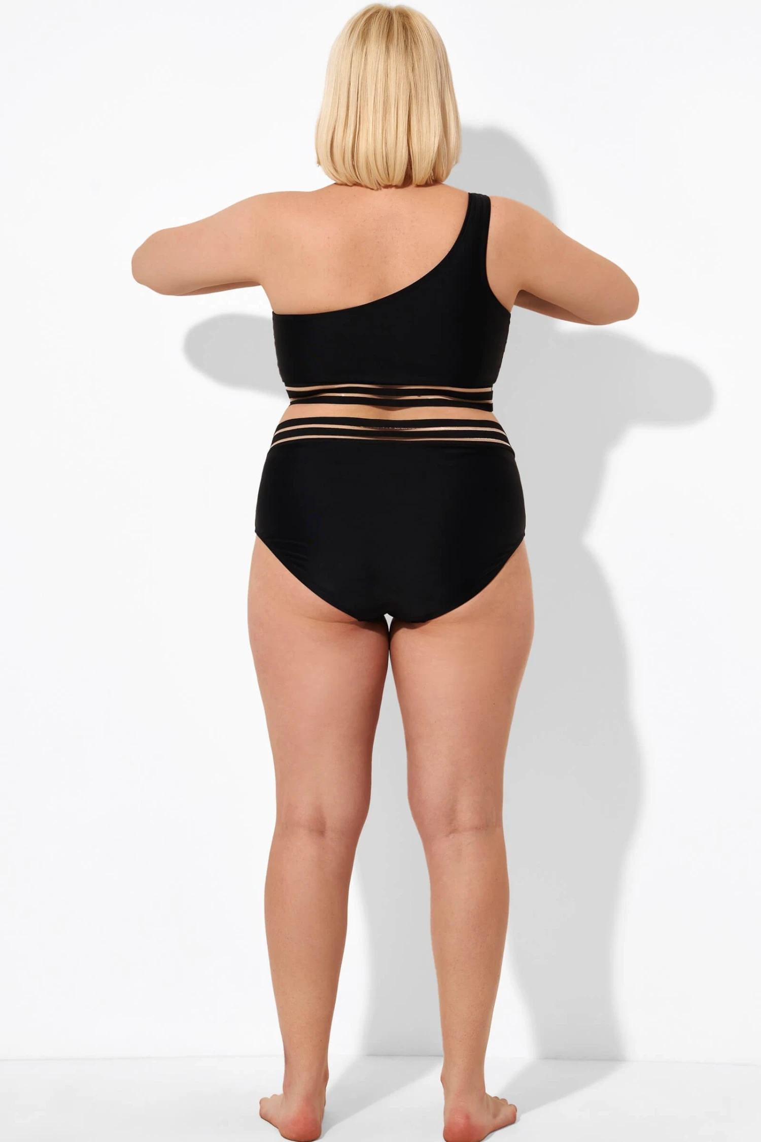 Black Mesh High Waist Bikini Bottom - Image 3