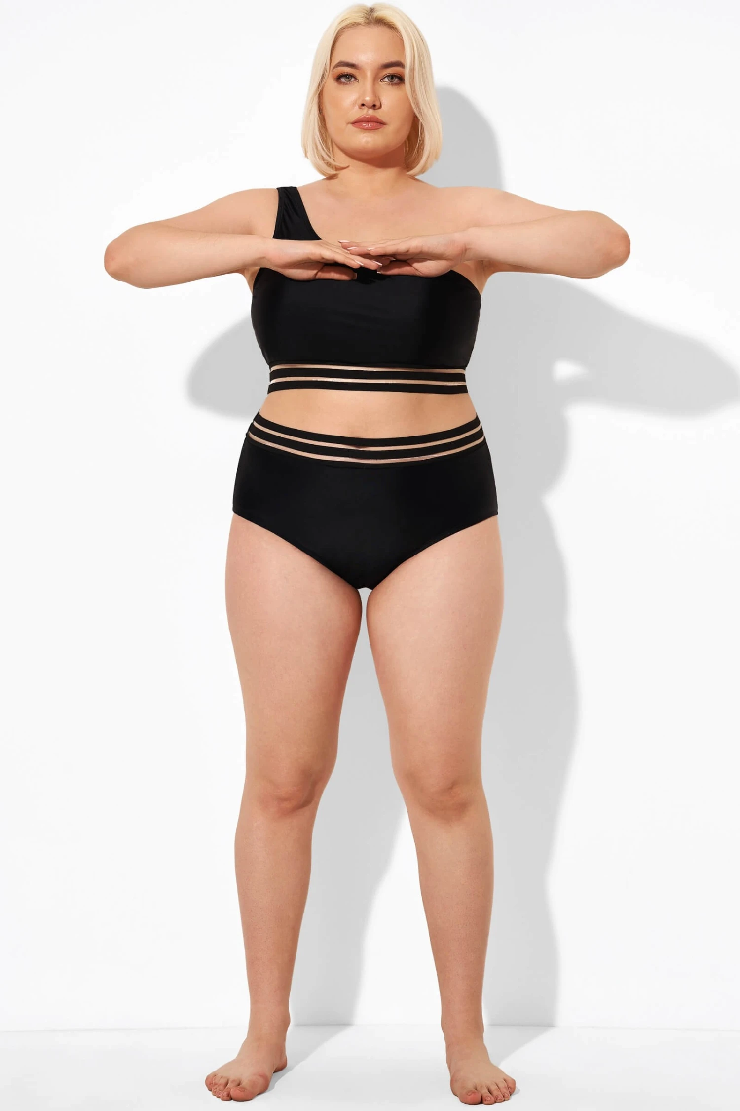 Black Mesh High Waist Bikini Bottom - Image 4