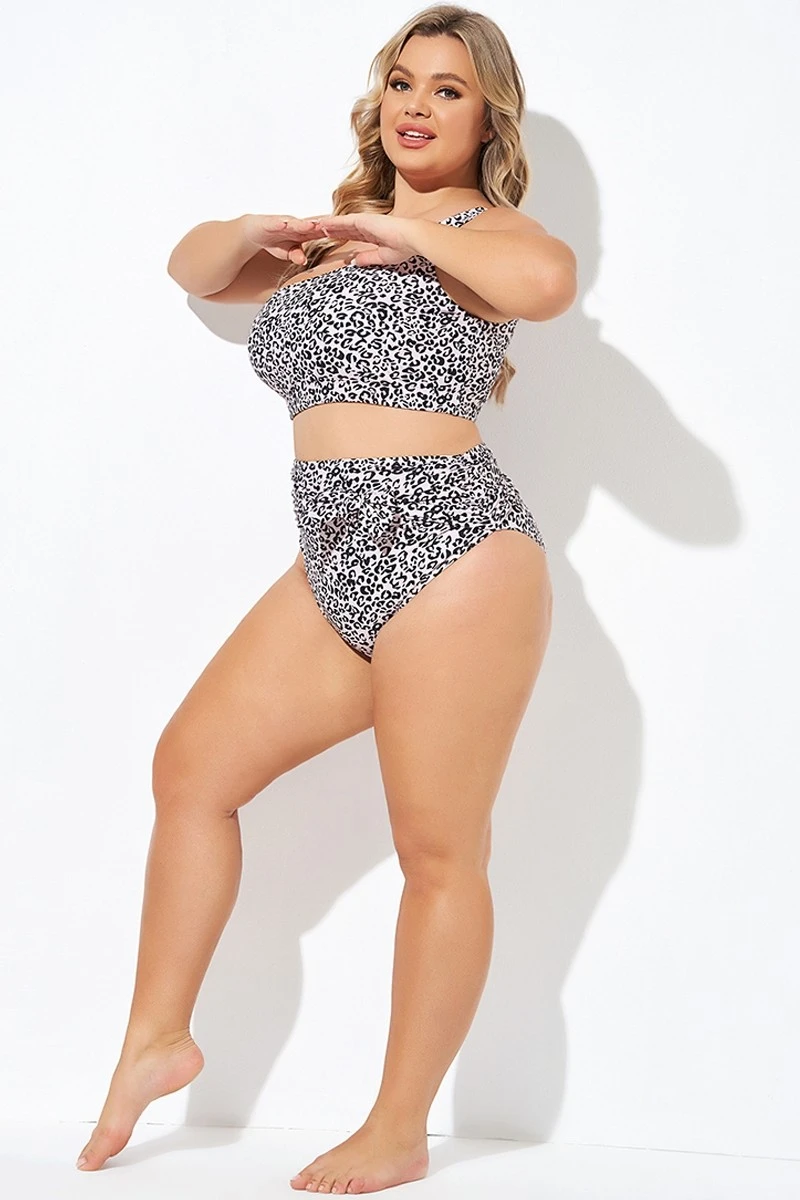 Leopard Print Tie Front Swim Shorts Bottoms - Image 3