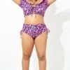 Pink Leopard Print Swim Bottom For Lady