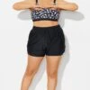 Plus Size Black Mid Waist Women Shorts