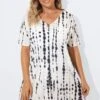 Front Slit Fringe Trim Tunic Cover Up