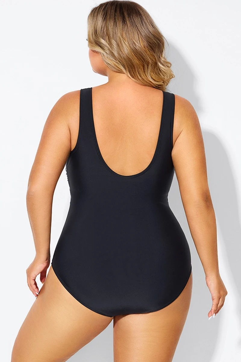 Purple High Neck Tummy Control One Piece Swimsuit - Image 2
