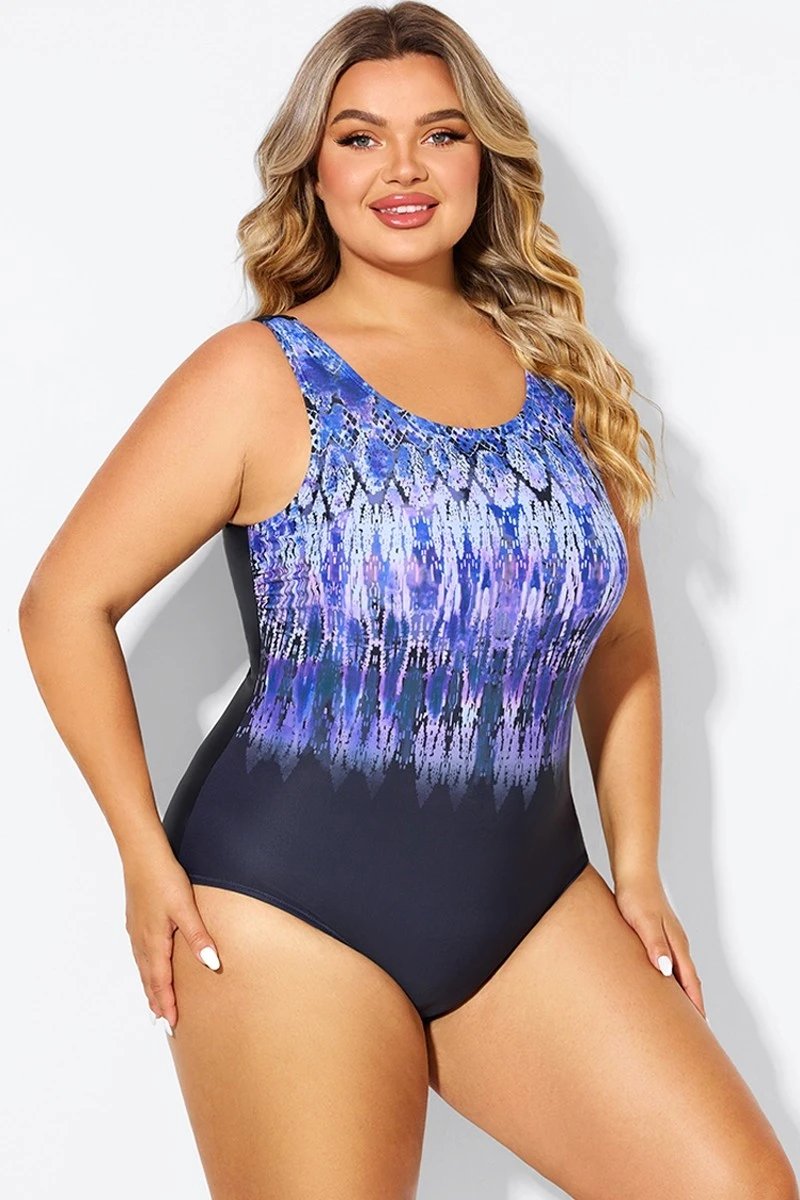 Purple High Neck Tummy Control One Piece Swimsuit - Image 6