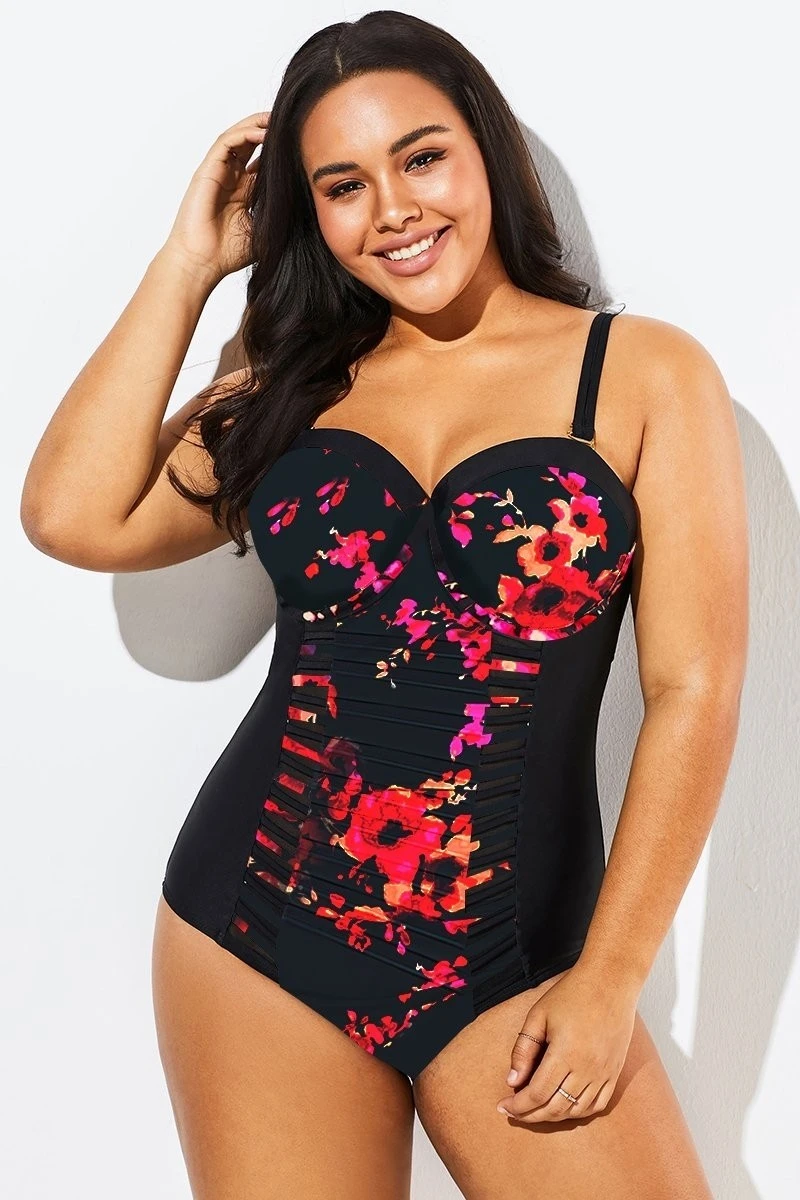 Poppies Sweetheart Neckline Ladies One Piece Swimsuit - Image 5