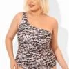 Leopard Printed One Shoulder One Piece Swimsuit