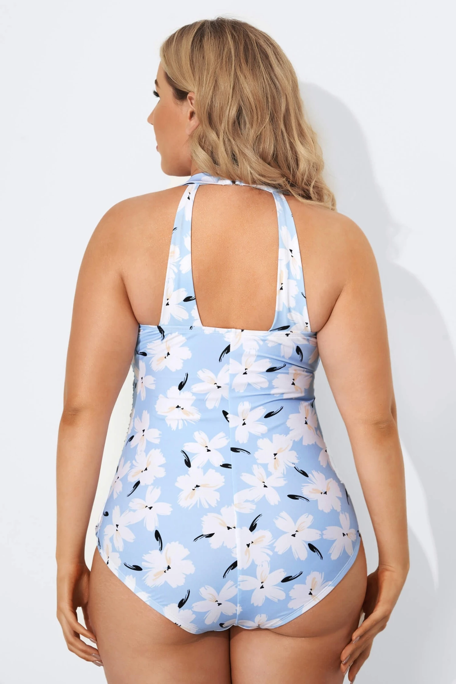 Floral Printed Sexy Sarong Front One Piece Swimsuit - Image 2