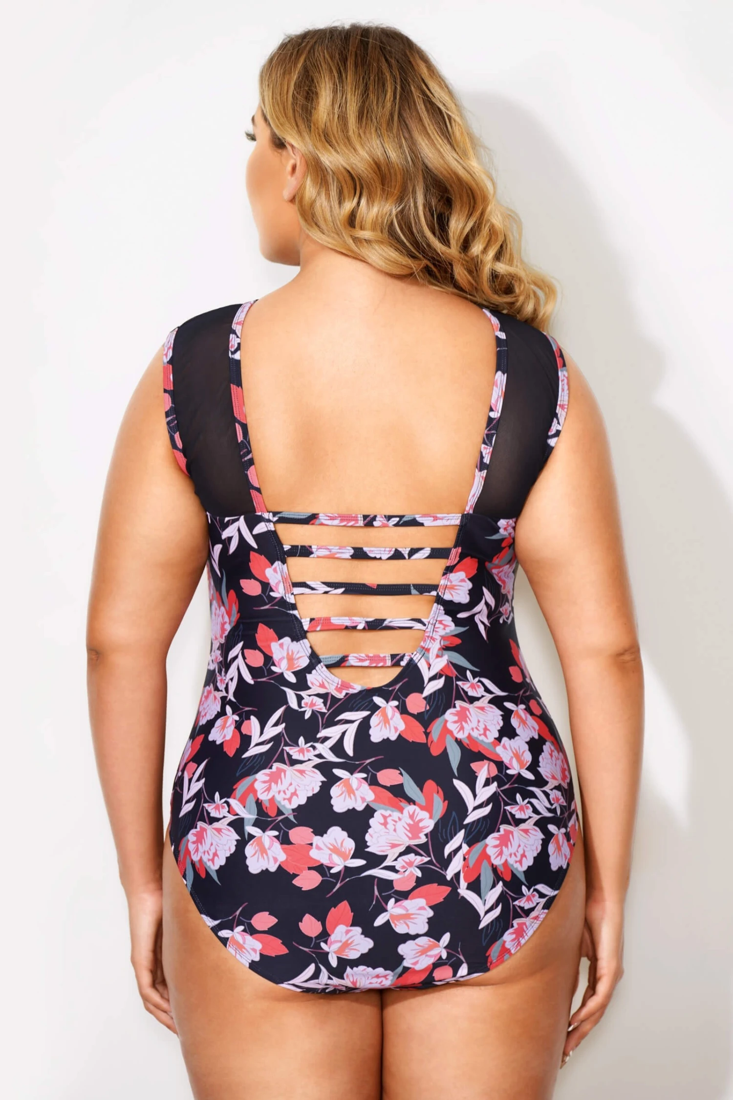 Floral Print Ladder Back One Piece Swimsuit - Image 2