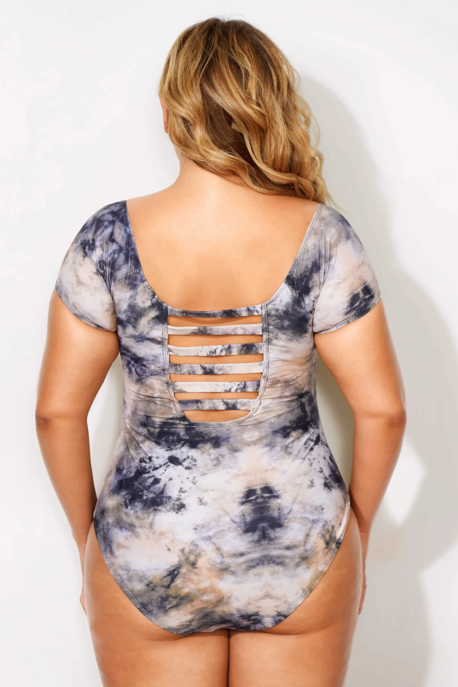 Tie Dye Printed Elastic One Piece Swimsuit - Image 2