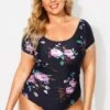 Flower Printed Elastic Women One Piece Swimsuit