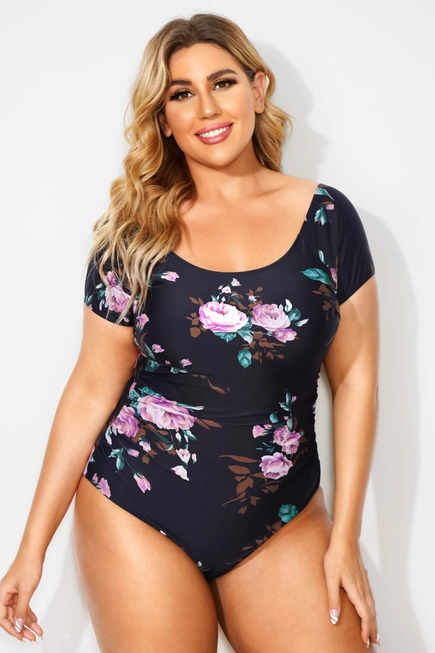 Flower Printed Elastic Women One Piece Swimsuit