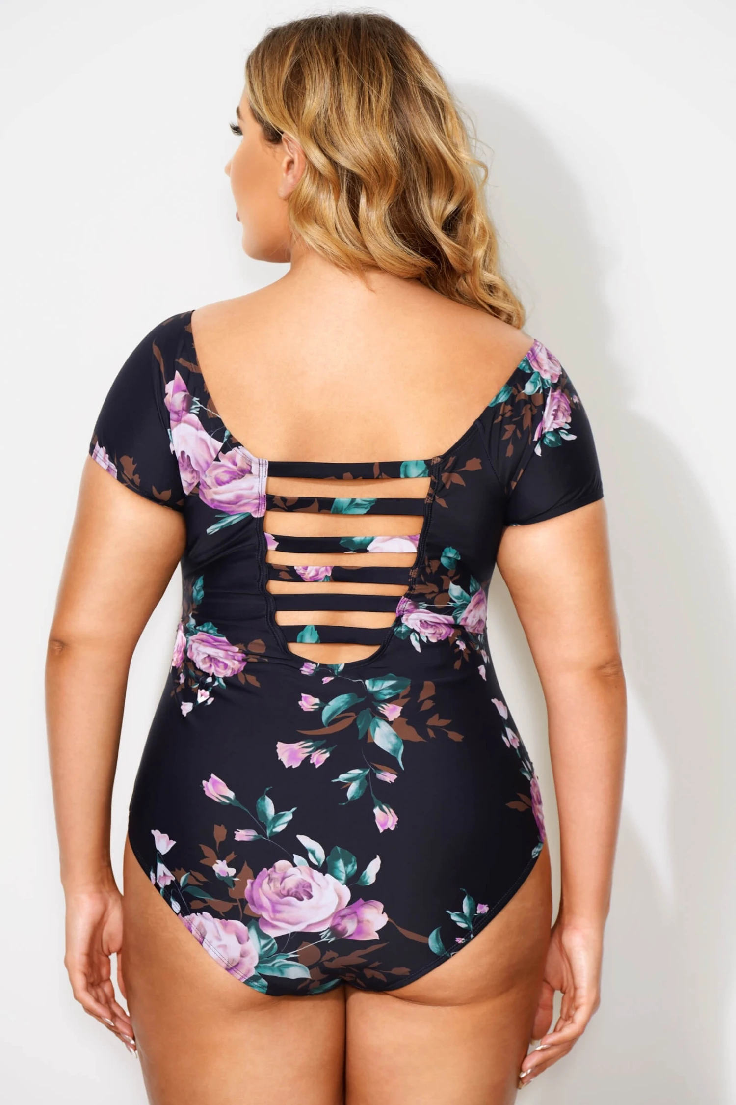 Flower Printed Elastic Women One Piece Swimsuit - Image 2