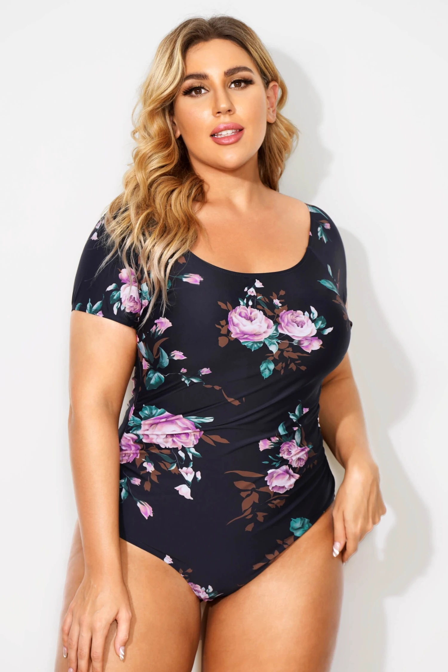 Flower Printed Elastic Women One Piece Swimsuit - Image 4