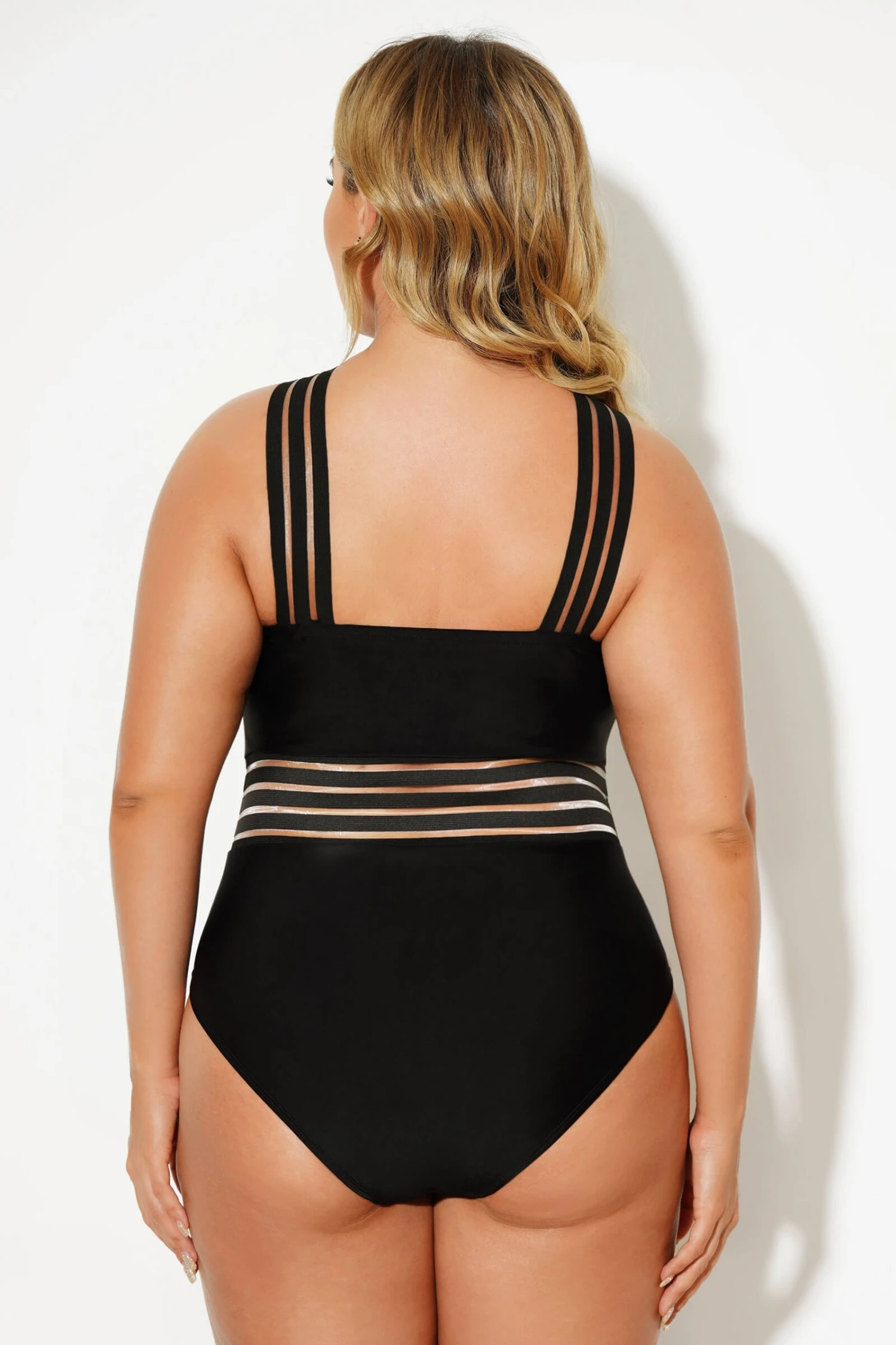 Black Crossover Lady Vintage One Piece Swimsuit - Image 2