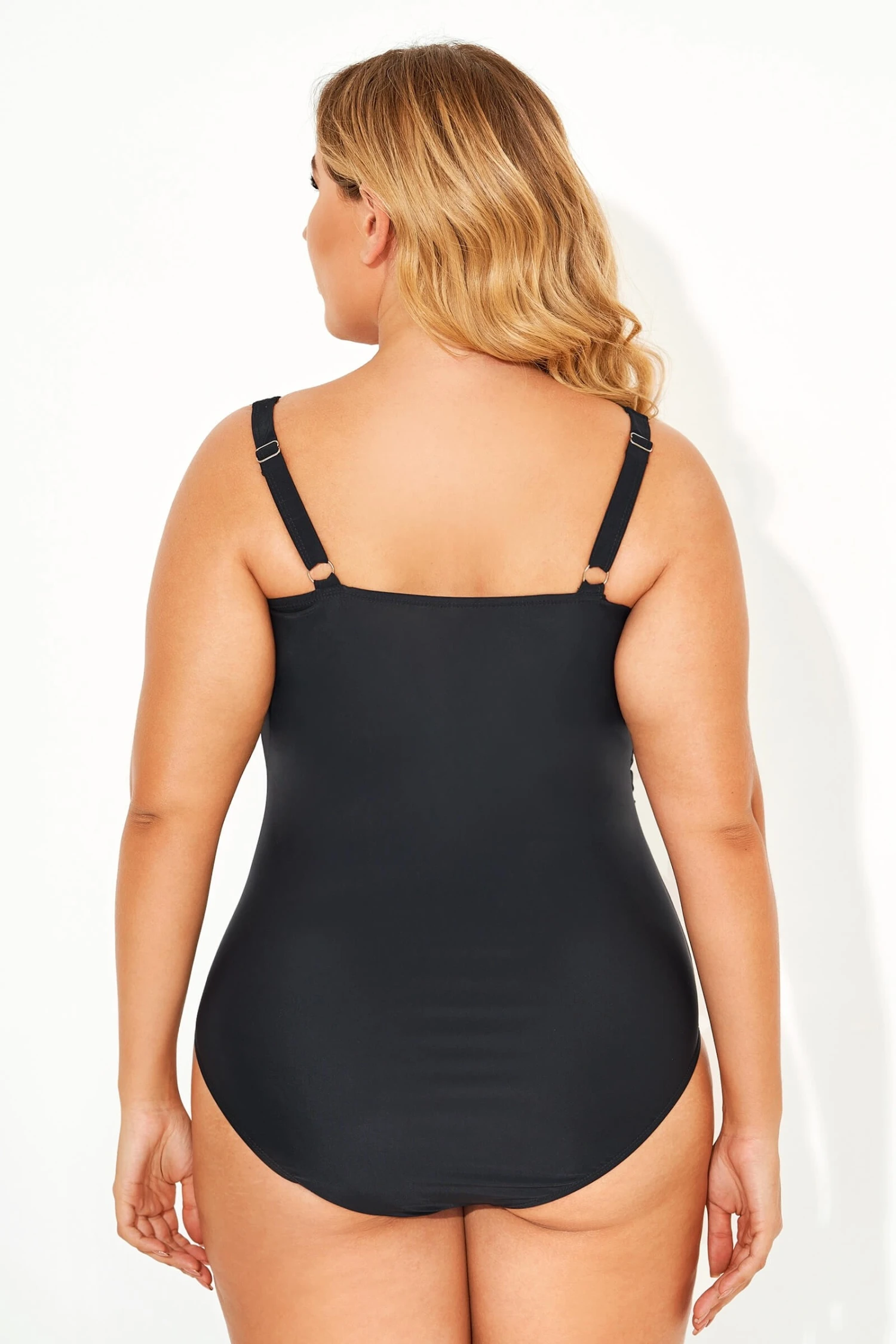 Black & White Flower Printed One Piece Swimsuit - Image 2