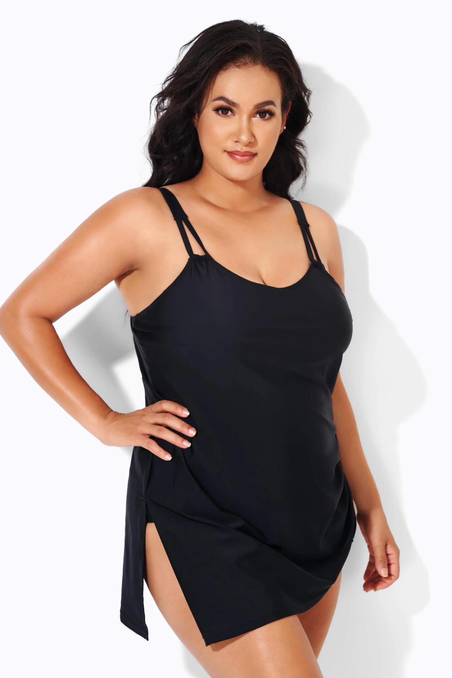 Black Classic Adjustable Stretch Straps One Piece Swimsuit - Image 2