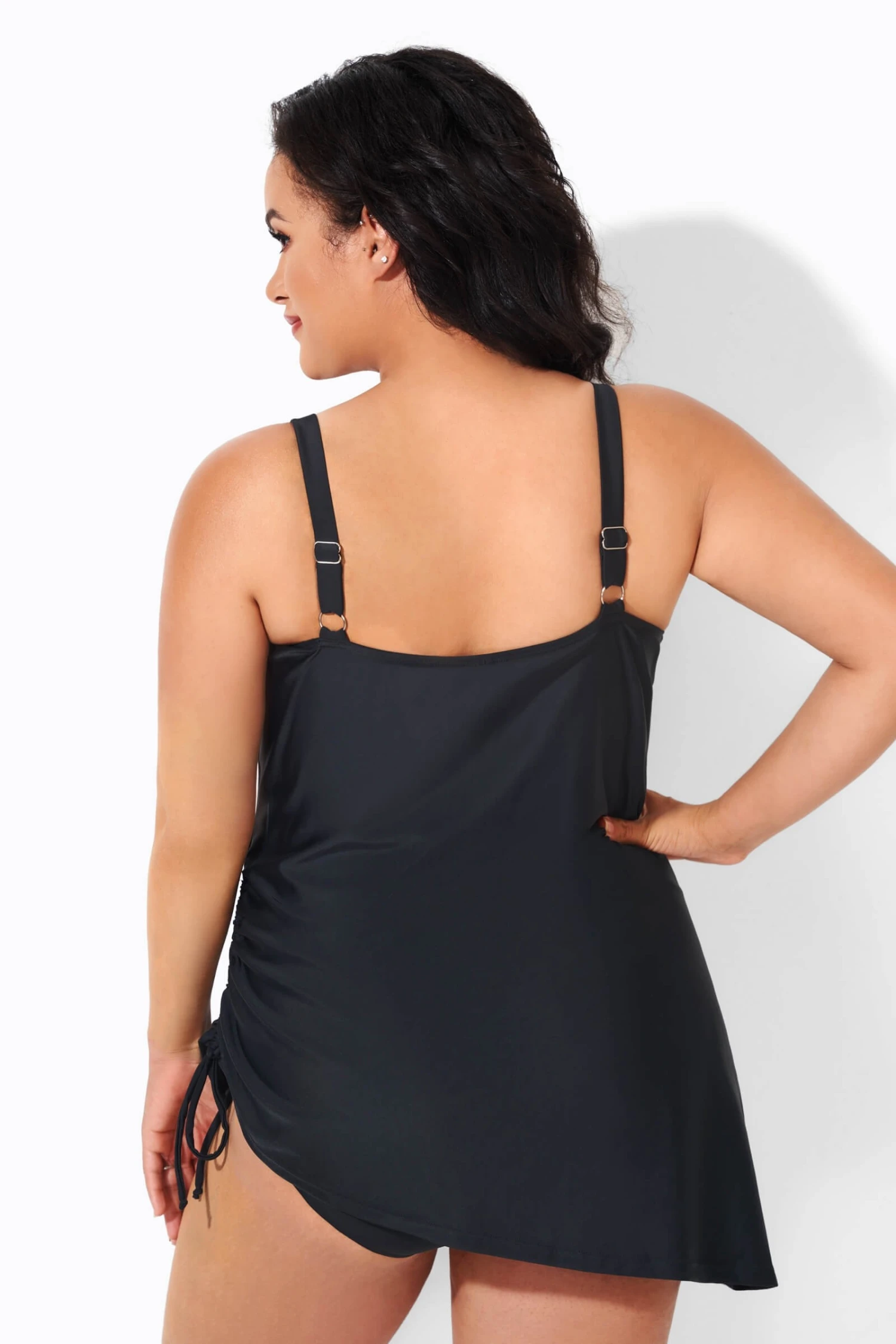 Black Classic Adjustable Stretch Straps One Piece Swimsuit - Image 4