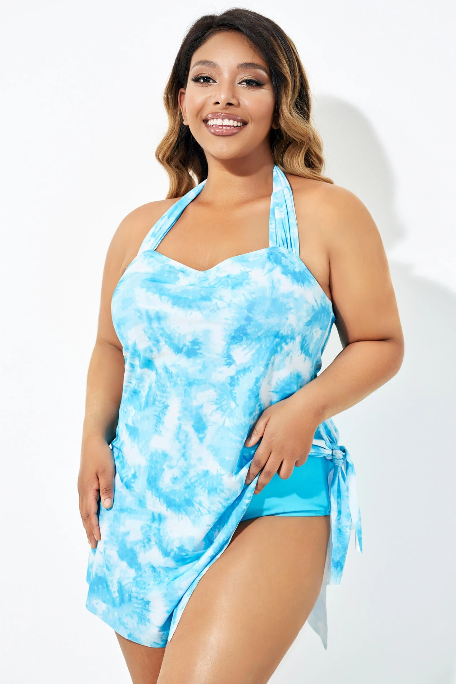 Blue Prints Layers Self-Tie One Piece Swimsuit - Image 6