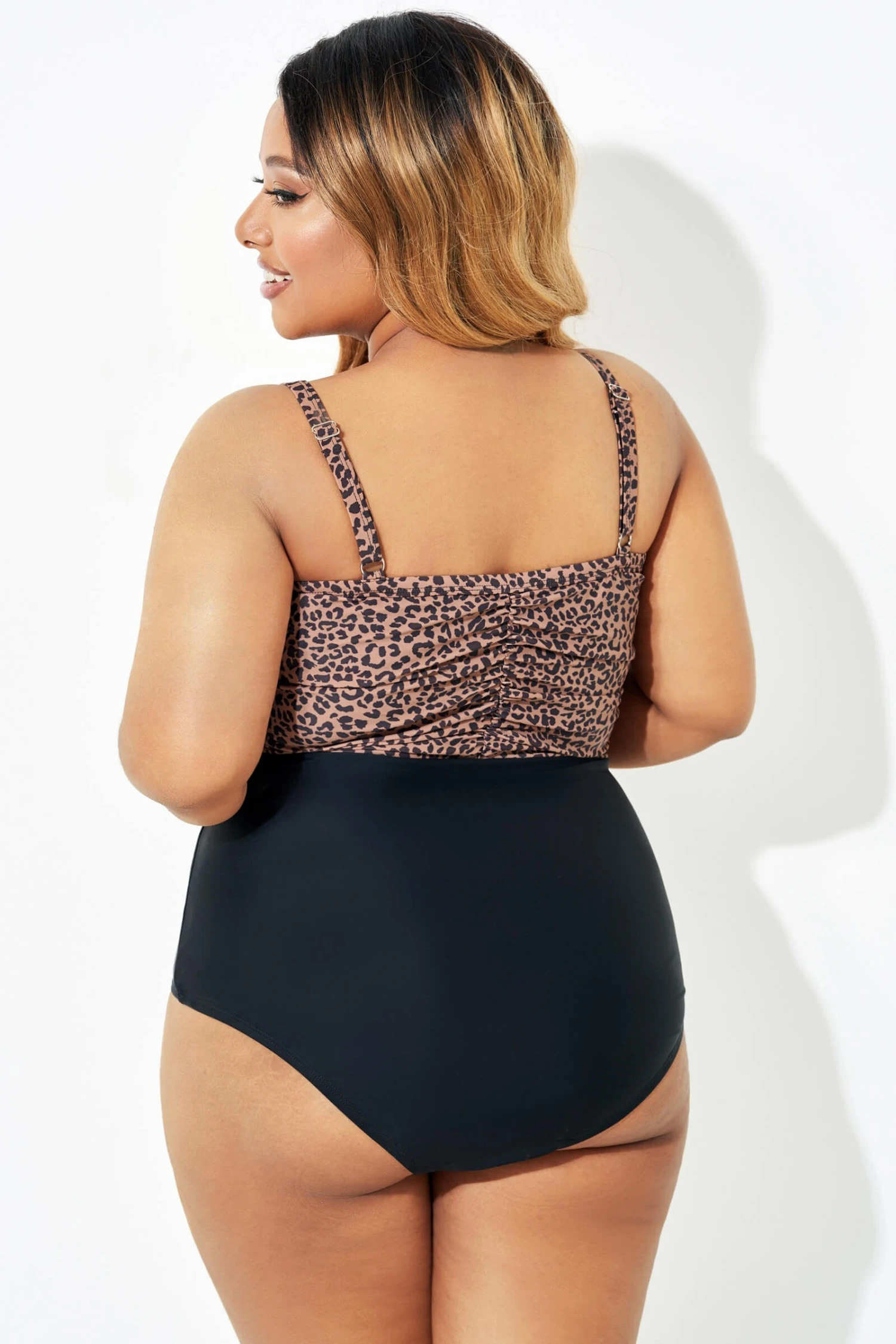 Black Leopard Tummy Control One Piece Swimsuit - Image 2